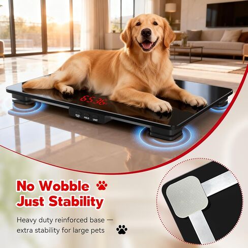 ميزان للكلاب، 220 رطل كحد أقصى / 0.02 رطل دقة للحيوانات الأليفة، 25.6 بوصة × 17.7 بوصة موازين للكلاب ذات منصة واسعة للسلالات الكبيرة، وظيفة ذكية مدمجة ووظيفة الفارغة، 3 بطاريات AAA متضمنة in Kuwait