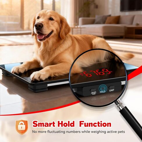 ميزان للكلاب، 220 رطل كحد أقصى / 0.02 رطل دقة للحيوانات الأليفة، 25.6 بوصة × 17.7 بوصة موازين للكلاب ذات منصة واسعة للسلالات الكبيرة، وظيفة ذكية مدمجة ووظيفة الفارغة، 3 بطاريات AAA متضمنة in Kuwait