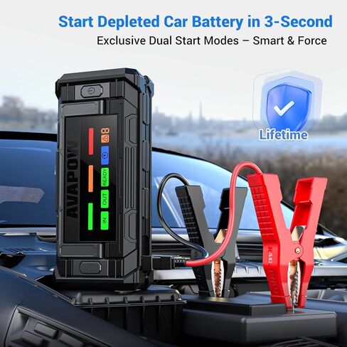 AVAPOW 8000A بطارية Jumper Starter محمولة مع شاشة 4 بوصة عالية الدقة PD 30W شحن سريع ثنائي الاتجاه، صندوق القفز لبداية السيارة 12 فولت ومعزز البطارية لجميع الغازات وحتى جميع محركات الديزل in Kuwait