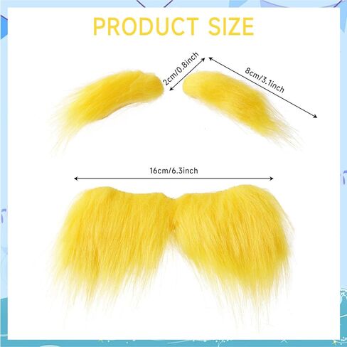 NUMJAW Yellow Mustache Costume Adhesive Mustache Eyebrows The Yellow Hat Monster Costume Fake Mustache Eyebrows Cosplay Costume Accessories Funny Party Favors Book Week Costume Accessories in Saudi Arabia