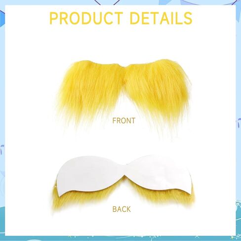 NUMJAW Yellow Mustache Costume Adhesive Mustache Eyebrows The Yellow Hat Monster Costume Fake Mustache Eyebrows Cosplay Costume Accessories Funny Party Favors Book Week Costume Accessories in Saudi Arabia