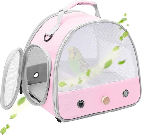 Bird Carrier, Portable Small Bird Parrot Parakeet Carrier with Standing Perch and Mat, Side Access Window Collapsible (Green, Clear Windows) in Saudi Arabia