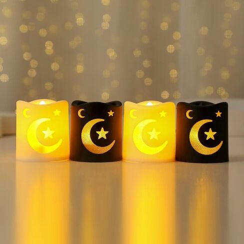 فانوس رمضان، 4 قطع LED بنمط نجمة القمر الصغيرة لمدفأة الطاولة المنزلية وديكور عيد مبارك في الأماكن المغلقة in Kuwait