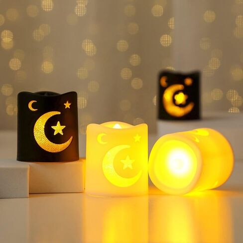 فانوس رمضان، 4 قطع LED بنمط نجمة القمر الصغيرة لمدفأة الطاولة المنزلية وديكور عيد مبارك في الأماكن المغلقة in Kuwait