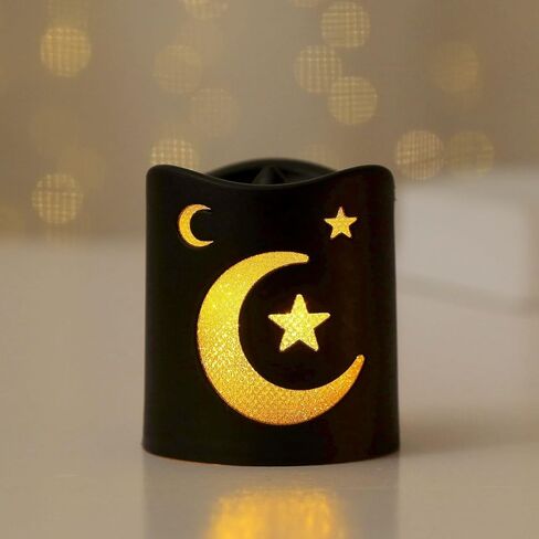 فانوس رمضان، 4 قطع LED بنمط نجمة القمر الصغيرة لمدفأة الطاولة المنزلية وديكور عيد مبارك في الأماكن المغلقة in Kuwait