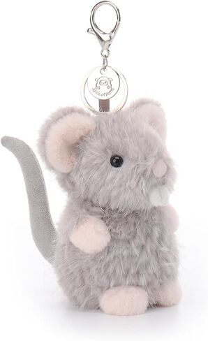Apricot Lamb Gray Rat Mouse Cute Keychain, Soft Stuffed Plush Toy Keyring for Kids' Backpack, Purse, 4.7 Inches in Saudi Arabia
