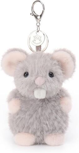Apricot Lamb Gray Rat Mouse Cute Keychain, Soft Stuffed Plush Toy Keyring for Kids' Backpack, Purse, 4.7 Inches in Saudi Arabia