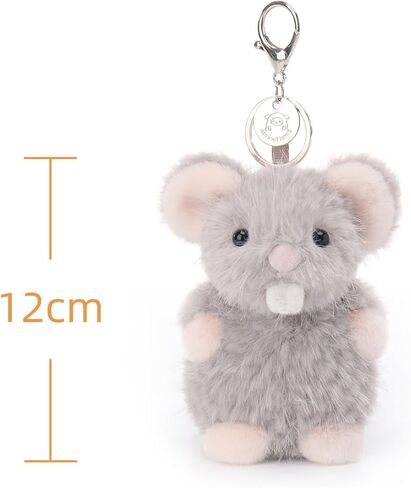 Apricot Lamb Gray Rat Mouse Cute Keychain, Soft Stuffed Plush Toy Keyring for Kids' Backpack, Purse, 4.7 Inches in Saudi Arabia
