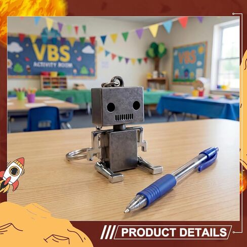 Cunno 20 Pack VBS 2026 Galaxy Theme Robot Keychains for VBS Project Mini Metal Robot Pendant Keychains Bulk Vintage Key Rings Bag Charm for 2026 Vacation Bible Party Decorations Gifts Prizes in Saudi Arabia