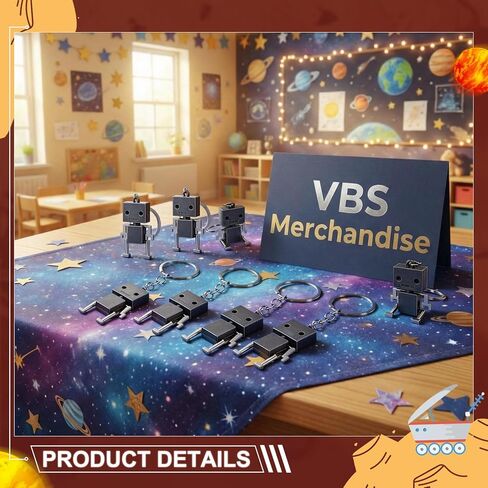 Cunno 20 Pack VBS 2026 Galaxy Theme Robot Keychains for VBS Project Mini Metal Robot Pendant Keychains Bulk Vintage Key Rings Bag Charm for 2026 Vacation Bible Party Decorations Gifts Prizes in Saudi Arabia
