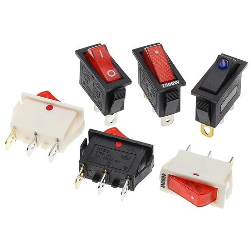 KCD3 Rocker Switch SPST ON/Off، 15A 125VAC، مؤشر ضوء LED أحمر، مفتاح تبديل 2-3 مواضع، مادة نحاسية، معتمد من CE RoHS in Kuwait