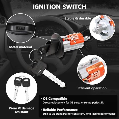 RAMATA Ignition Switch Front Door Lock Cylinder with Keys, Fit for 1997-2007 Ford F250 F350, Excursion & More, Lincoln Blackwood, Navigator, Replace LC6177 + DL5885 X2 + 597638(No chip) in Saudi Arabia