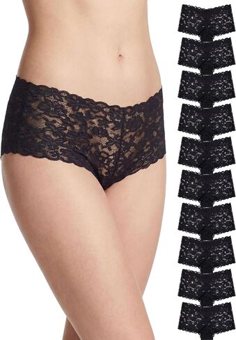 Sexy Basics Women's 10 Pack Lace Boyshort Boyleg Panty | Ultra Soft & Stretchy Lace Lingerie in Kuwait