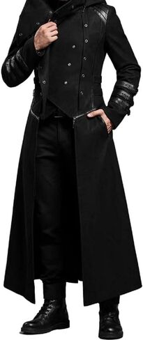 Darkrock HANDMADE HELLRAISER GOTH PUNK PINHEAD VAMPIRE JACKET HOODED TRENCH COAT BLACK/RED COAT in Saudi Arabia