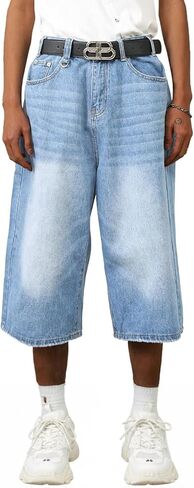 EMMIOL Mens Baggy Jean Shorts Loose Fit Denim Shorts Men Summer Casual Jorts Y2k Hip Hop Short Jeans Streetwear Clothes in Saudi Arabia
