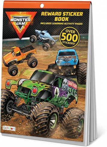 ملصقات Monster Jam Book | Monster Jam Mini Coloring Book | كتب نشاط الشاحنات ملصقات | أطفال شاحنات ملصقات ملصق | كتب الشاحنات للأولاد | أكثر من 500+ ملصق | مرخص رسميا in Kuwait