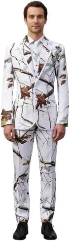 HBDesign Men Collar Edge White Camouflage Dress Suits (Jacket+Vest+Pants+Tie/Bowtie) in Saudi Arabia