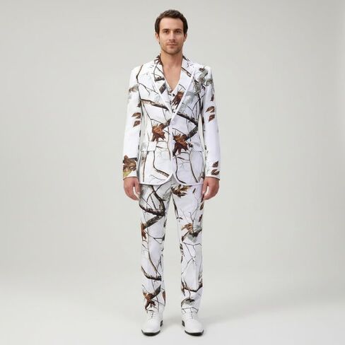 HBDesign Men Collar Edge White Camouflage Dress Suits (Jacket+Vest+Pants+Tie/Bowtie) in Saudi Arabia