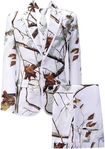 HBDesign Men Collar Edge White Camouflage Dress Suits (Jacket+Vest+Pants+Tie/Bowtie) in Saudi Arabia