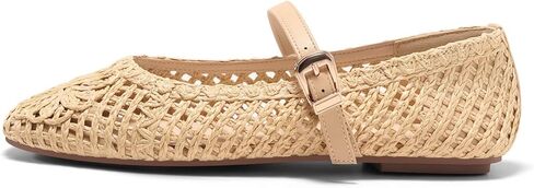 Coutgo Womens Mary Jane Woven Flats Round Toe Ballet Flats Dressy Comfortable Slip On Shoes in Kuwait