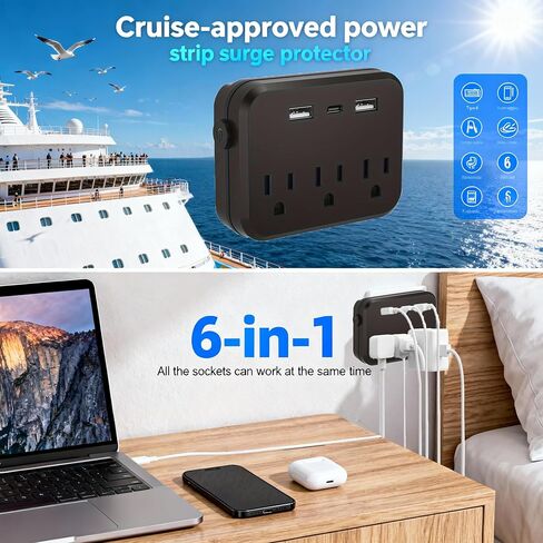 Cruise Essentials 2026,Cruise Must Haves Kit,Non-Surge Protector Power Strip,Magnetic Hooks,Lanyards,Luggage Tags,Towel Bands,Waterproof Phone Pouches,Travel Essentials in Saudi Arabia