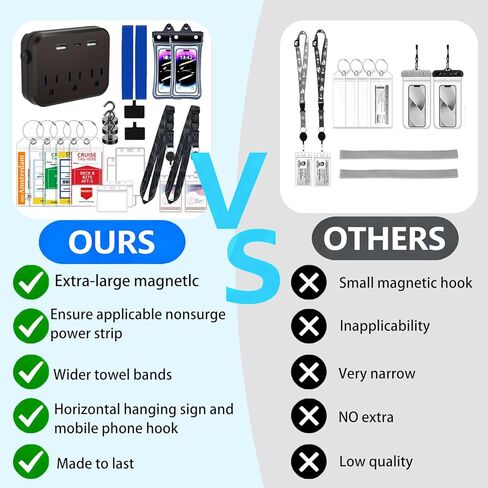 Cruise Essentials 2026,Cruise Must Haves Kit,Non-Surge Protector Power Strip,Magnetic Hooks,Lanyards,Luggage Tags,Towel Bands,Waterproof Phone Pouches,Travel Essentials in Saudi Arabia