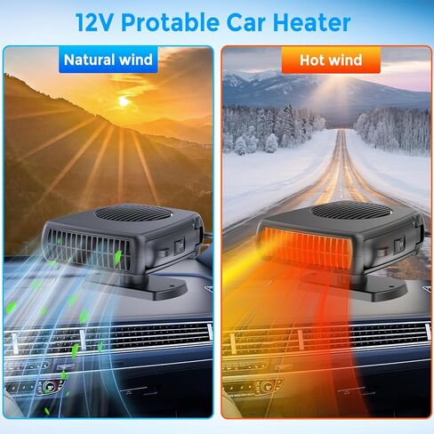12 Volt 200W Car Heater, Portable Vehicle Heaters and Defrosters, Rapid Windscreen Defogger & Window Defroster for Winter with Cigarette Lighter Plug-In for All Cars in Saudi Arabia