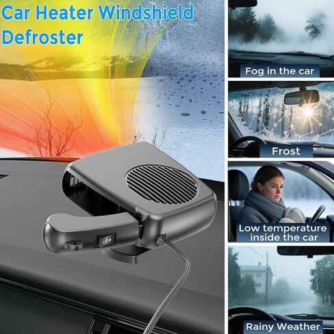 12 Volt 200W Car Heater, Portable Vehicle Heaters and Defrosters, Rapid Windscreen Defogger & Window Defroster for Winter with Cigarette Lighter Plug-In for All Cars in Saudi Arabia