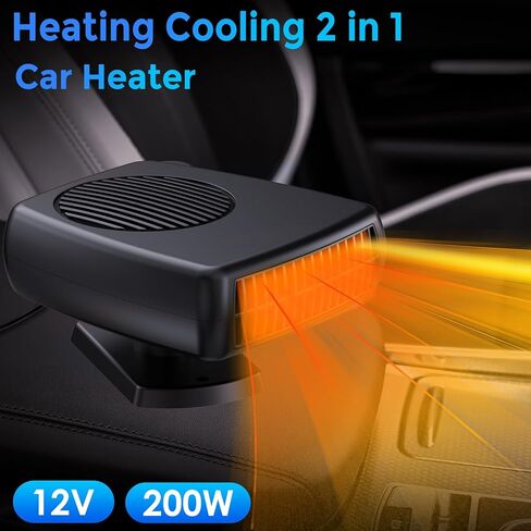 12 Volt 200W Car Heater, Portable Vehicle Heaters and Defrosters, Rapid Windscreen Defogger & Window Defroster for Winter with Cigarette Lighter Plug-In for All Cars in Saudi Arabia