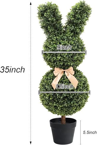 خشب البقس الأرنب توبياري، 36 بوصة شجرة أرنب اصطناعية لديكور عيد الفصح، 3FT فو شكل أرنب توبياري للداخلية والخارجية، ديكور الشرفة in Kuwait