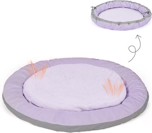 Cat Bed Kitten Bed, Round Donut Pet Bed Gift for Cats, Puppy, Small Dog, Calming Fluffy Cat Couch Sofa with Hard Protective Shieldfor Indoor Outdoor (Blue，18 Inches) in Saudi Arabia