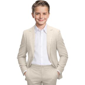 بدلة كتان للأولاد من JPF بدلة أطفال للأولاد مكونة من قطعتين بدلة زفاف كاجوال للشاطئ وسترة وسروال فستان in Kuwait