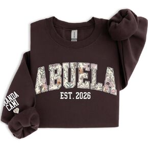 Personalized Mama Floral Varsity Sweatshirt with Custom Sleeve Name and EST Year Mothers Day Keepsake Wear in Saudi Arabia