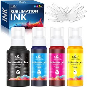 Sublimation Ink for Epson ET-2800 ET-2840 ET-15000 ET-2400 ET-2720 ET-2803 ET-2850 ET-2750 ET-2760 ET-4800 Inkjet Printers Vibrant Colors Non-Fading Easy Heat Press Transfer for Mugs T-Shirts Fabrics in Kuwait