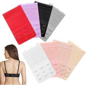 cobee 16 Pcs Bra Extender 3 Hook, Adjustable Bra Extender 3 Hooks Stretchy Bras Extension Strap Comfortable Bras Band Hooks Replacement for Women(8 Colors, 3.8" x 2.2") in Saudi Arabia