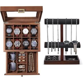 ProCase Wooden Watch Case for Men Bundle with Watch Holder Stand for Men in Saudi Arabia