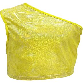Kids Girls One-Shoulder Sequins Dance Crop Tops Jazz Hip Hop Stage Performance Tank Vest Dancewear in Saudi Arabia