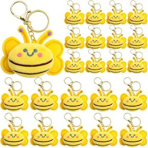 24 Pcs Christmas Bee Keychains, Insect Bee Party Favors Decorations Birthday Supplies Decorations Prizes and Animal Collections for Adult(Yellow,24 Pcs) in Saudi Arabia