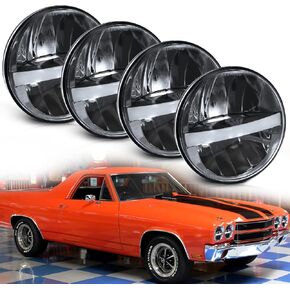 UNI-SHINE 5 3/4'' 5.75 Inch LED Headlight Round 4pcs Reflector Hi/Lo Beam With DRL Sealed Beam H5001 H5006 Compatible With Peterbilt 349 359, Chevy Impala 59-76, Dodge in Kuwait
