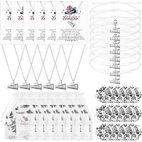 24 Sets Cheer Team Gifts Cheerleader Gifts Cheer Necklaces Bracelets with Cheer Scrunchies Cards Bags Bulk Cheerleader Party Favors Cheerleading Goodie Bag for Cheerleading Teammates Party Supplies in Kuwait