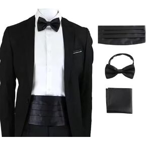 طقم ربطة عنق مربعة من الساتان للرجال مع ربطة عنق مربعة للجيب - 3 قطع من إكسسوارات السهرة الرسمية لحفلات الزفاف، والحفلات الراقصة، والحفلات in Kuwait