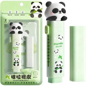 2 مجموعات لطيف الباندا دفع سحب محايات مطاطية Kawaii سعة كبيرة محايات قلم رصاص للمدرسة مكتب المنزل الفصول الدراسية جائزة حفلة الحسنات in Saudi Arabia