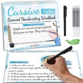 gisgfim Grooved Cursive Handwriting Workbook Magic Reusable Grooved Cursive Handwriting Practice Guided Tracing with Disappearing Ink Pens for Beginners Kids Learning Activities Supplies (Letters) in Kuwait