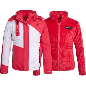 Spyder Girls 3 in 1 System Jacket - Weather Resistant Girls Winter Jacket with Soft Cozy Inner Fleece Outerwear Winter Coats, Size 10-12, Prism Pink in Saudi Arabia
