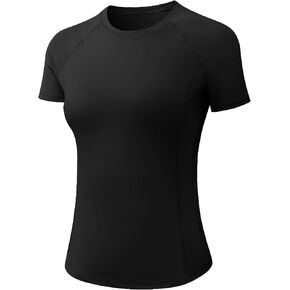 Women's Compression Shirt Short Sleeve Crew Neck Quick Dry Athletic Workout Tops Running Yoga Base Layer T-Shirt in Saudi Arabia