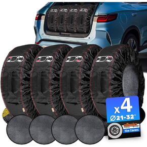 Tire Storage Bags for Cars, Portable Tire Tote for Seasonal Tire Change, Handle for Easy Transportation, Universal Spare Tire Covers Fit 21–32 Inch Diameter Tires, Set of 4, Black in Saudi Arabia