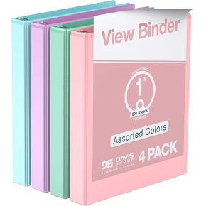 Pack of 6 Premium View Binders, Ring Binders with Clear-View Cover and Interior Pockets, Pastel Color Options, 2 Inch, Blush in Kuwait