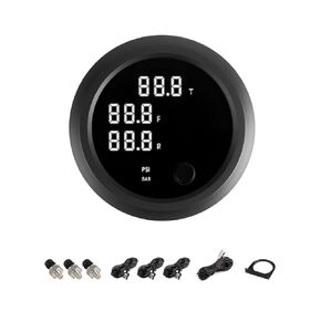 مقياس ضغط الهواء بشاشة مزدوجة مقياس تعليق الهواء 220PSI شاشة LED رقمية 12 فولت/24 فولت تيار مستمر مقاييس ضغط ركوب الهواء مع مجموعة مستشعر 1/8NPT 2-1/16 بوصة (52 مم) لأنظمة تعليق ركوب الهواء in Kuwait