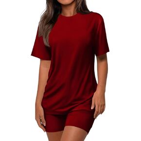 Women's 2 Piece Lounge Sets Summer Casual Oversized Shirts Biker Shorts Travel Outfits Matching Airport Clothes in Saudi Arabia