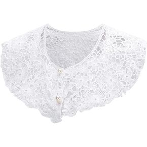 Elegtiskas Detachable Dickey Collar Fake Collar Embroidery Neck Ruff Mini Cape Choker Blouse Collar for Women Girl in Kuwait